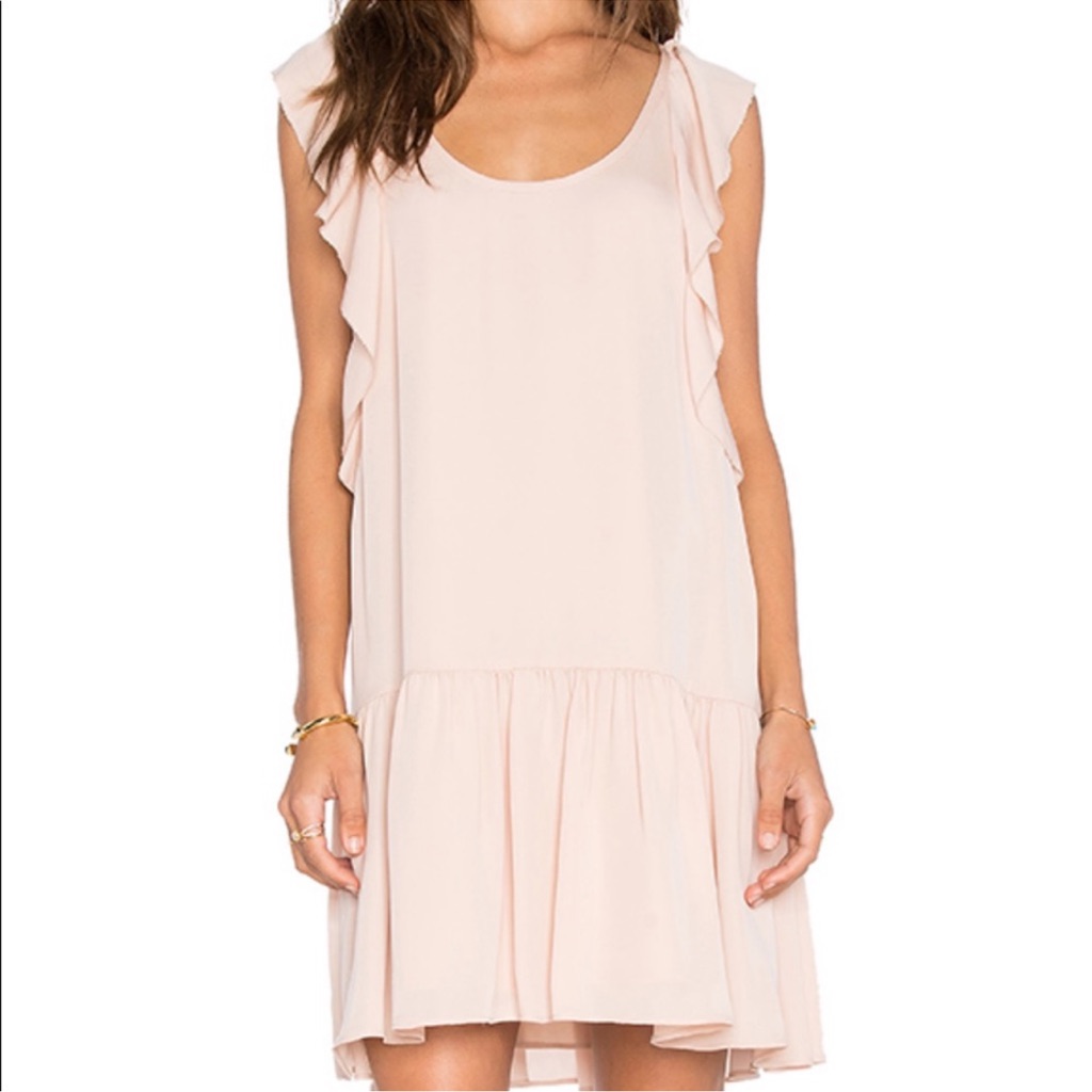 Joie Larose Dress In Garden Rose 100% Silk Ruffle Sleeves Drop Waist Xxs Pink